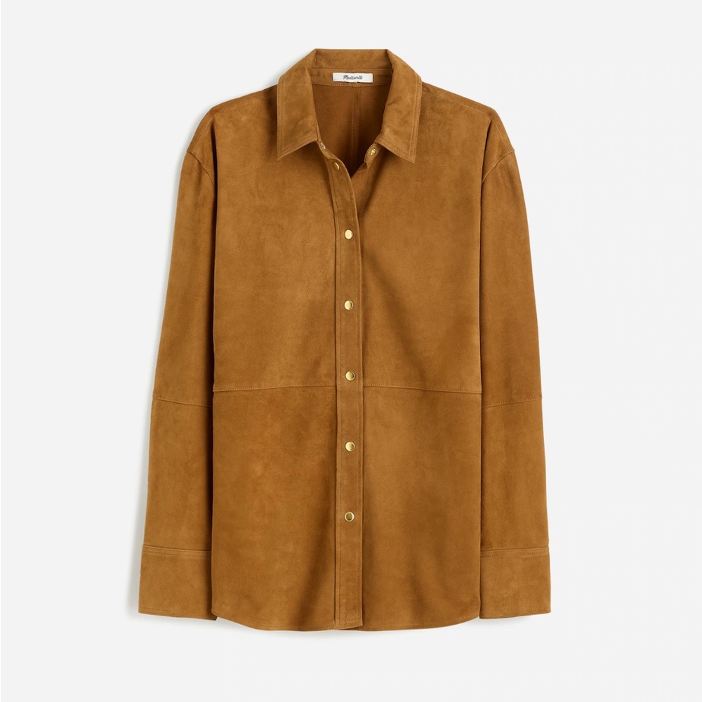 Madewell Straight-Hem Button-Up Shirt in Suede Medium